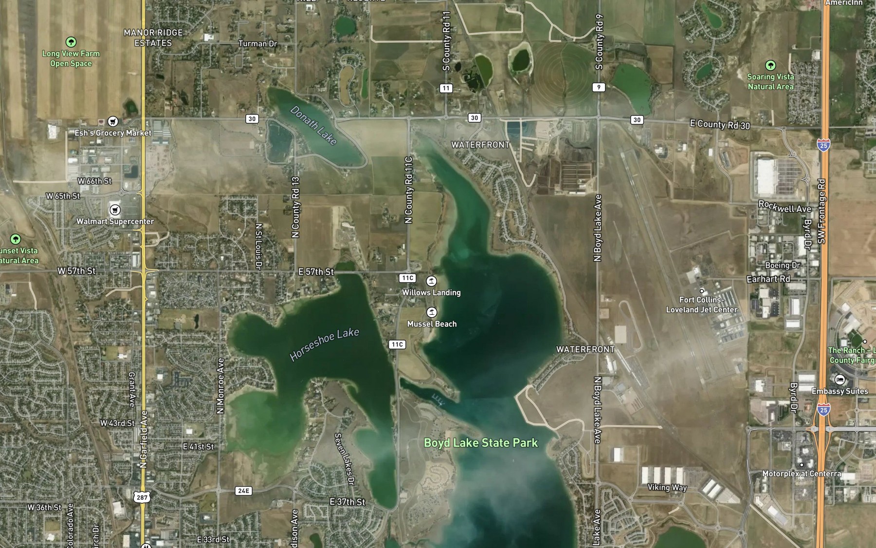 Satellite map of the Willows Landing