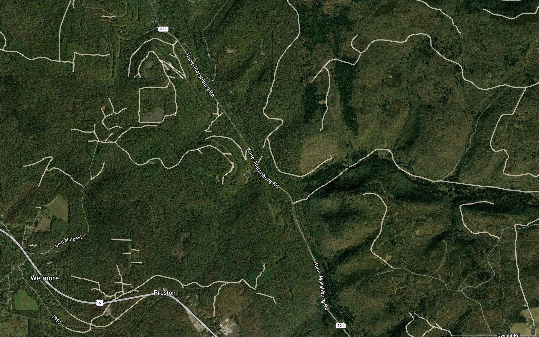 Satellite map of the Fivemile Run