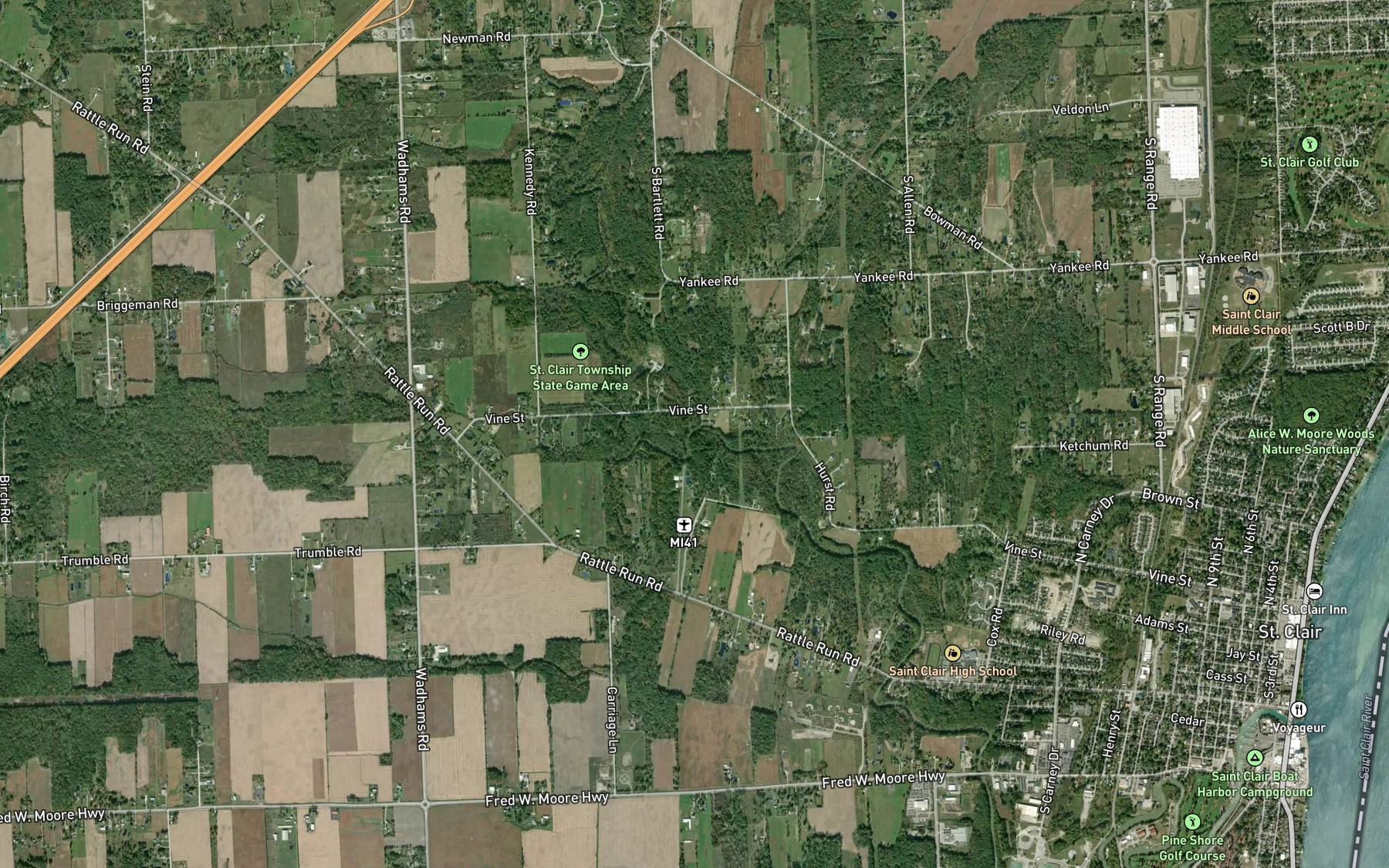 Satellite map of the Angel Creek