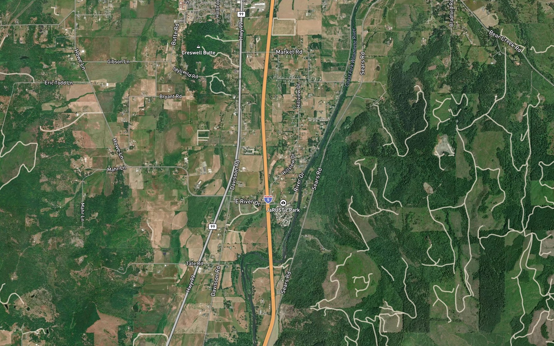 Satellite map of the Tunnel Millrace