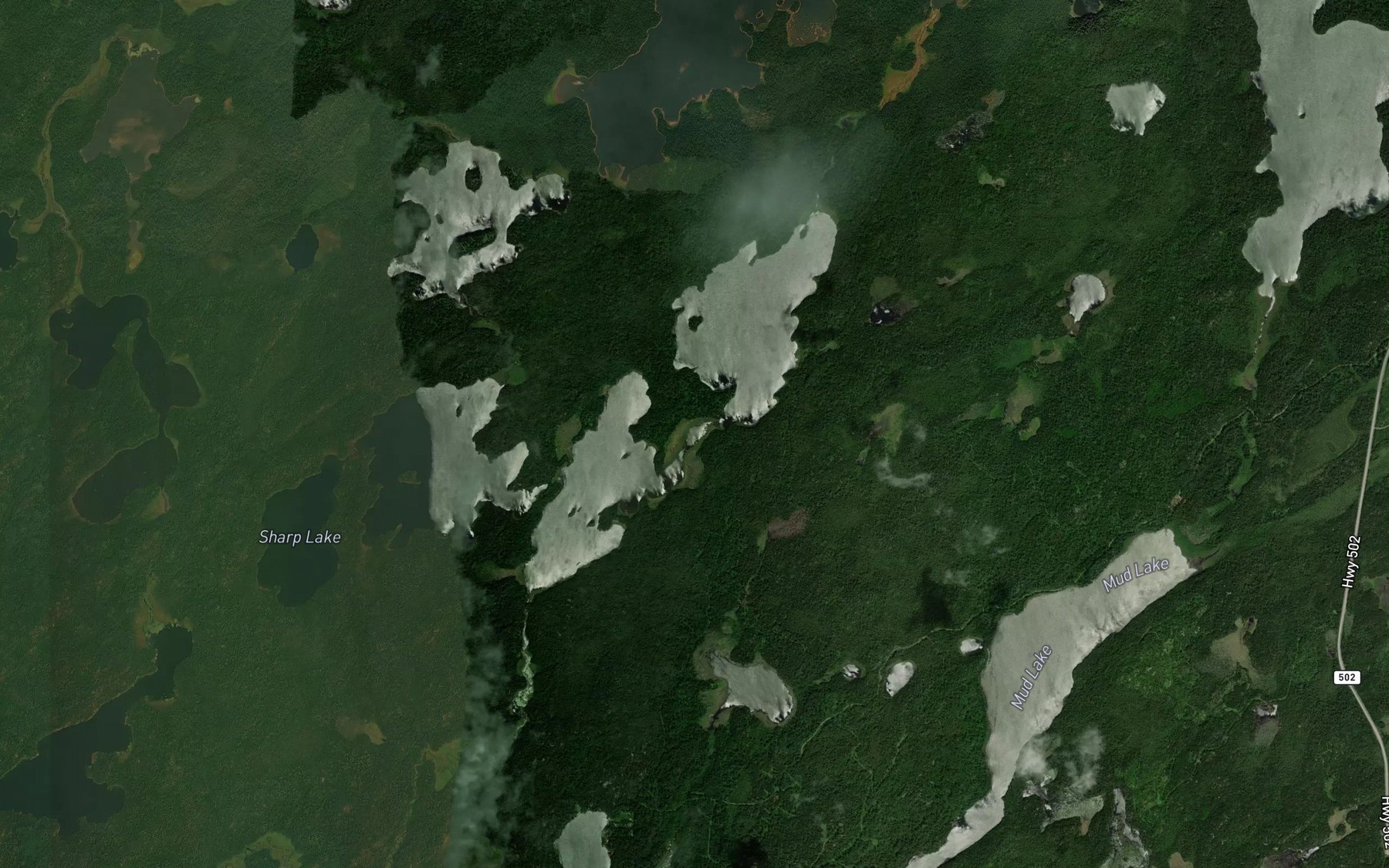 Satellite map of the Double Lake