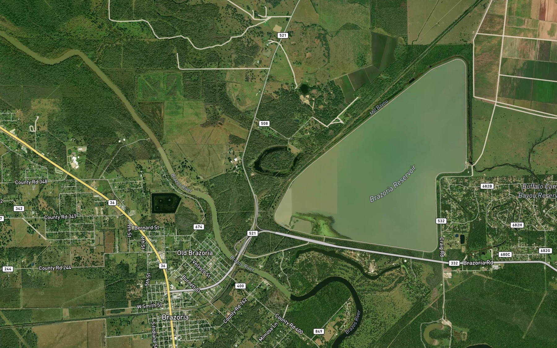 Satellite map of the Horseshoe Lake