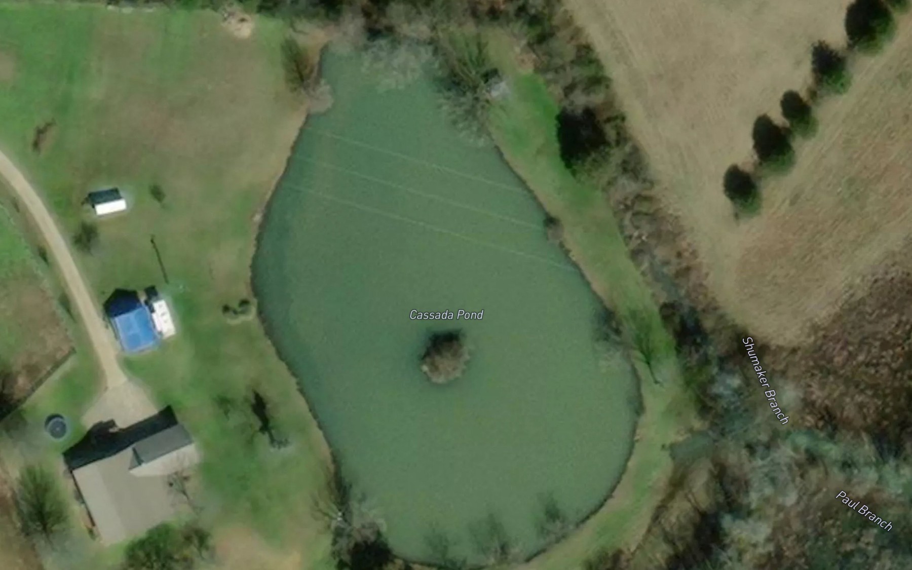 Satellite map of the Cassada Pond