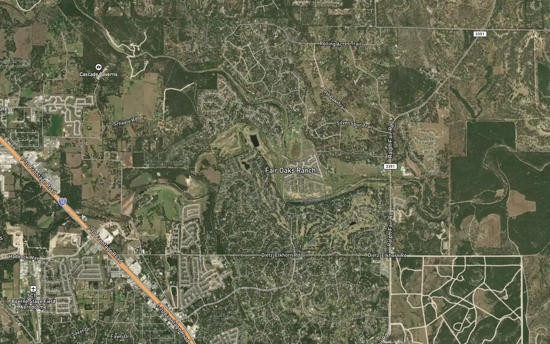 Satellite map of the Balcones Creek