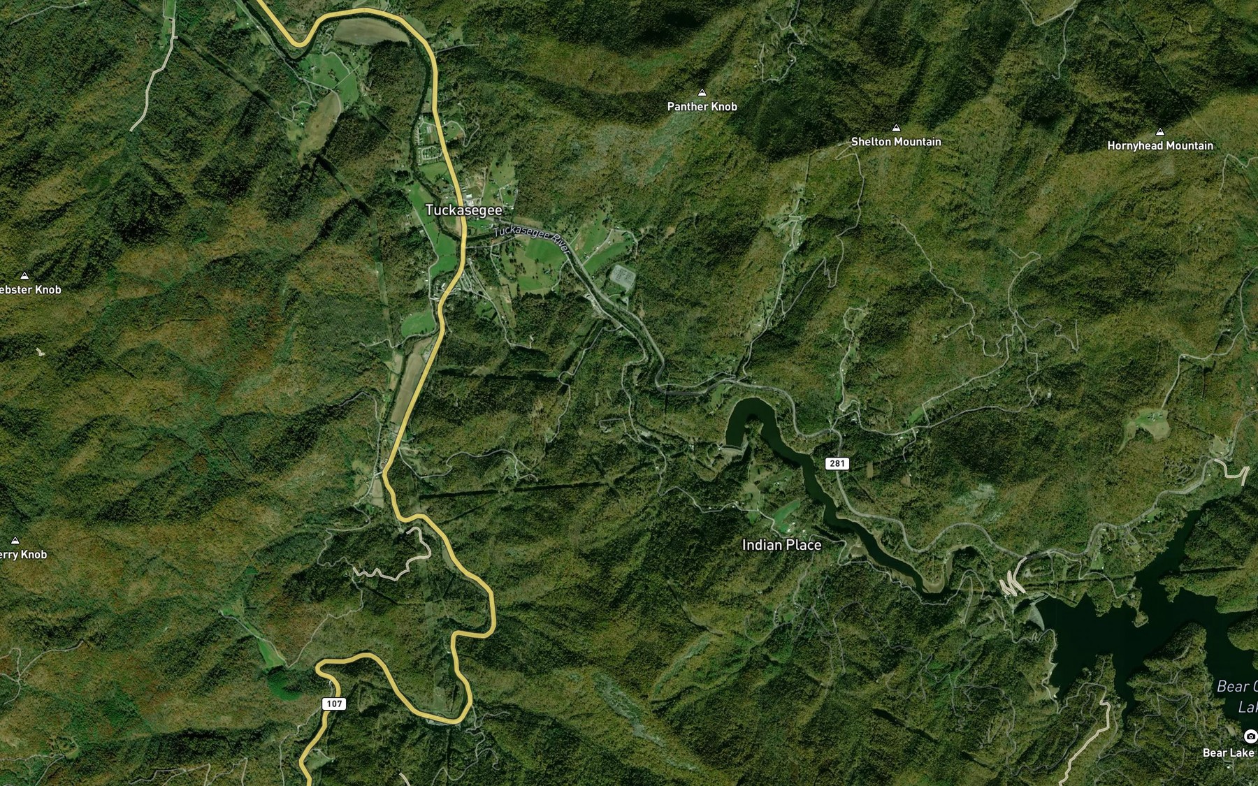 Satellite map of the Woods Branch