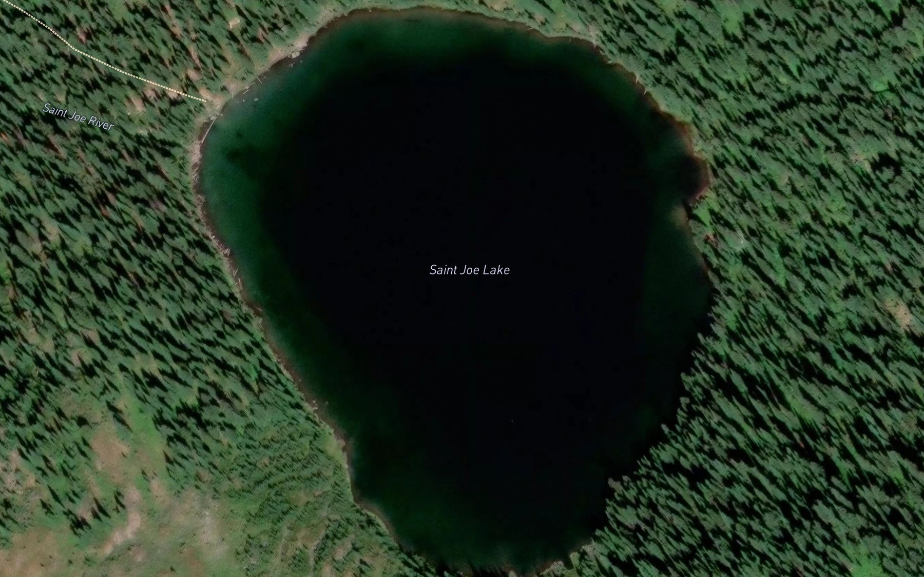 Satellite map of the Saint Joe Lake