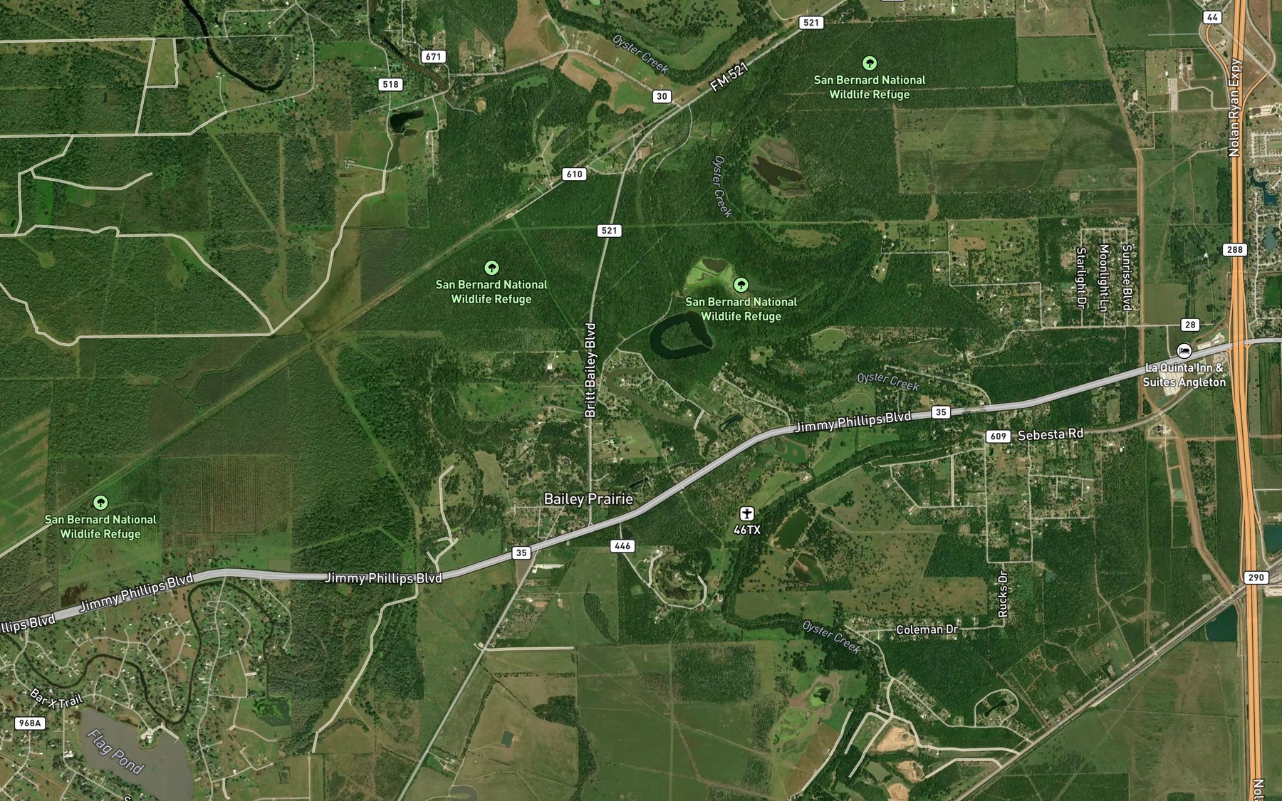 Satellite map of the Sally Lake