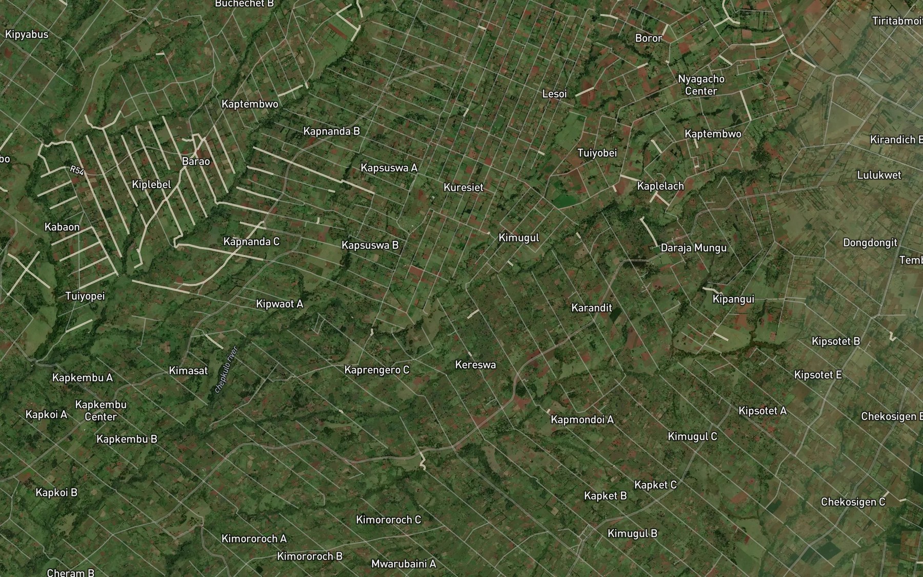 Satellite map of the Keringet