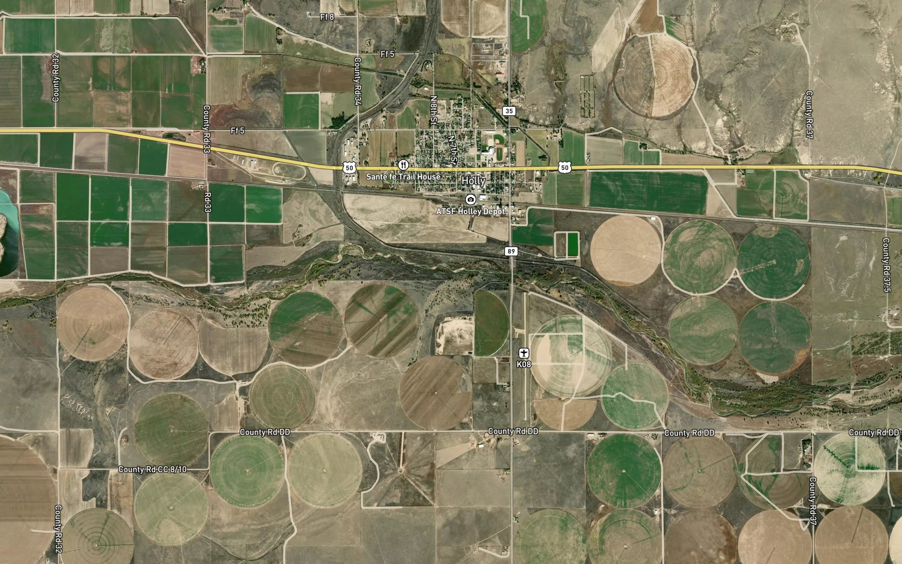 Satellite map of the Two Butte Creek