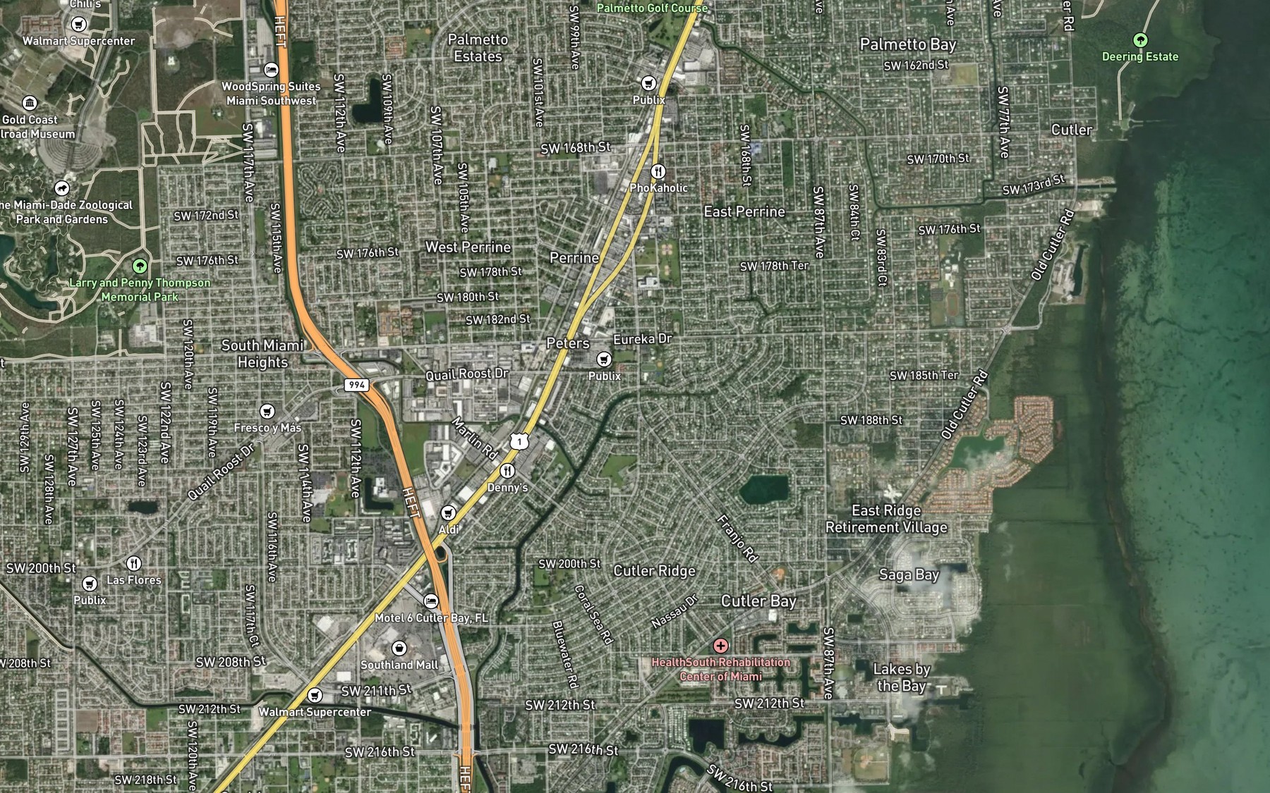 Satellite map of the Cutler Drain Canal C-100B