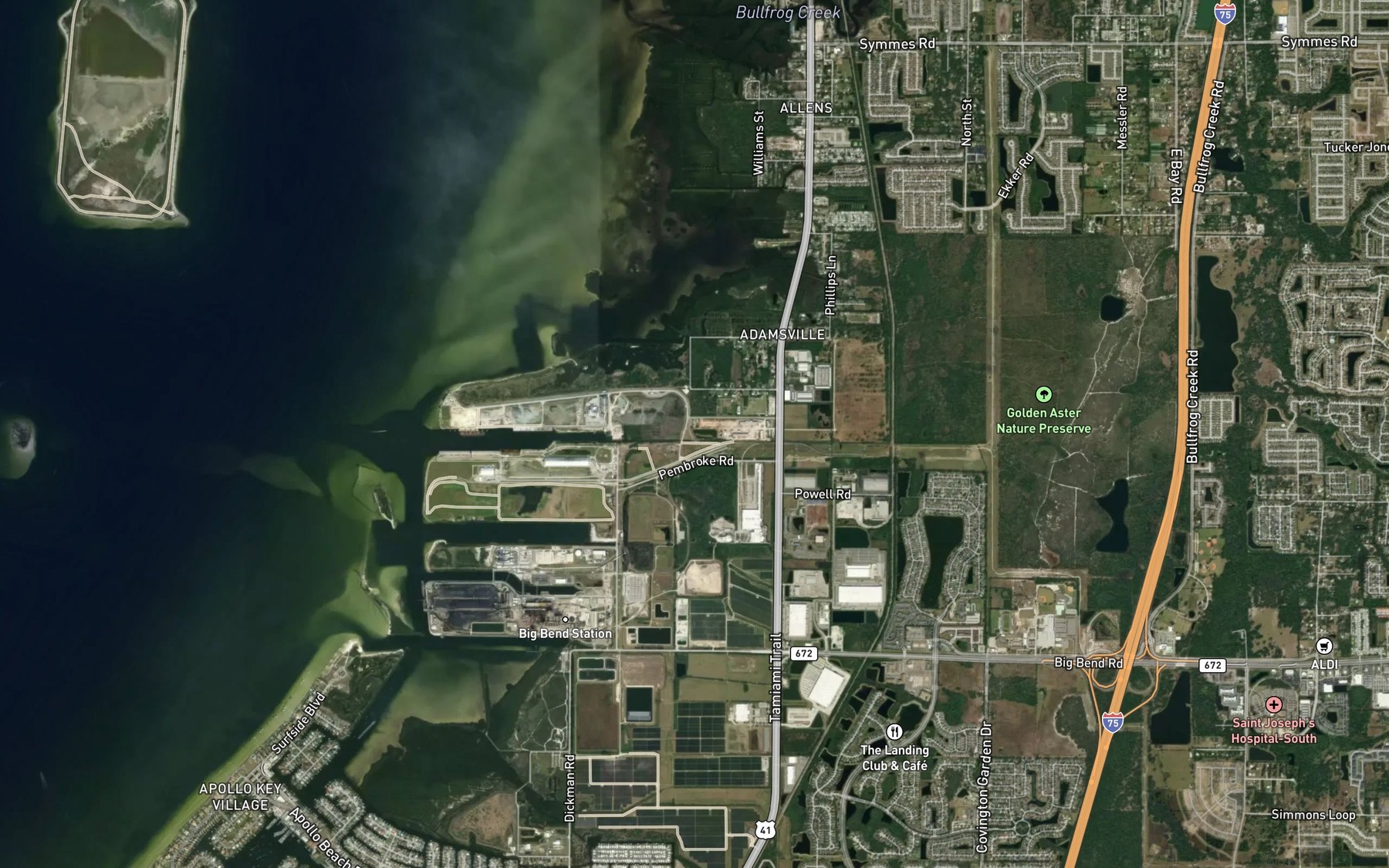 Satellite map of the Sims Branch