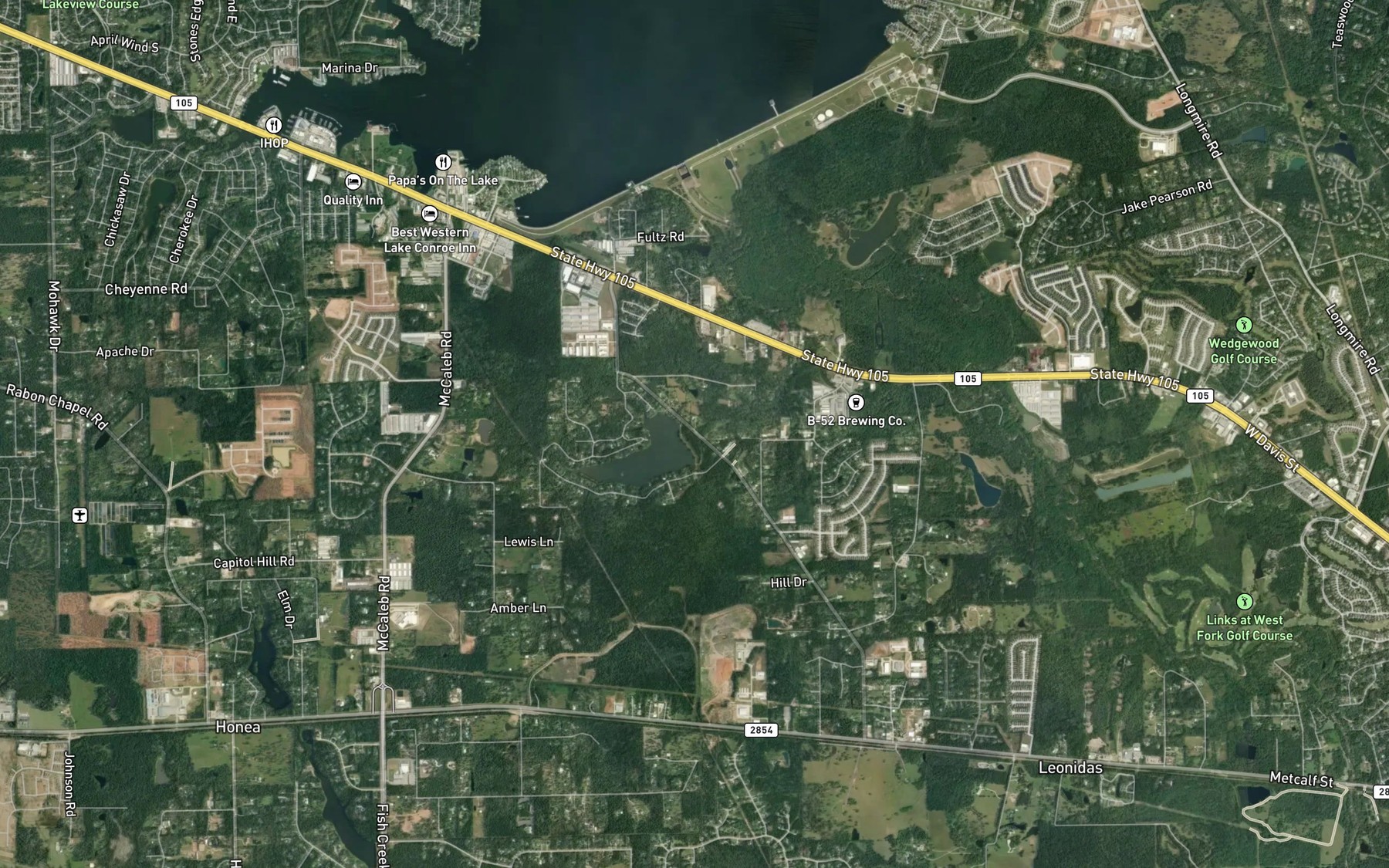 Satellite map of the Lake Forest Falls