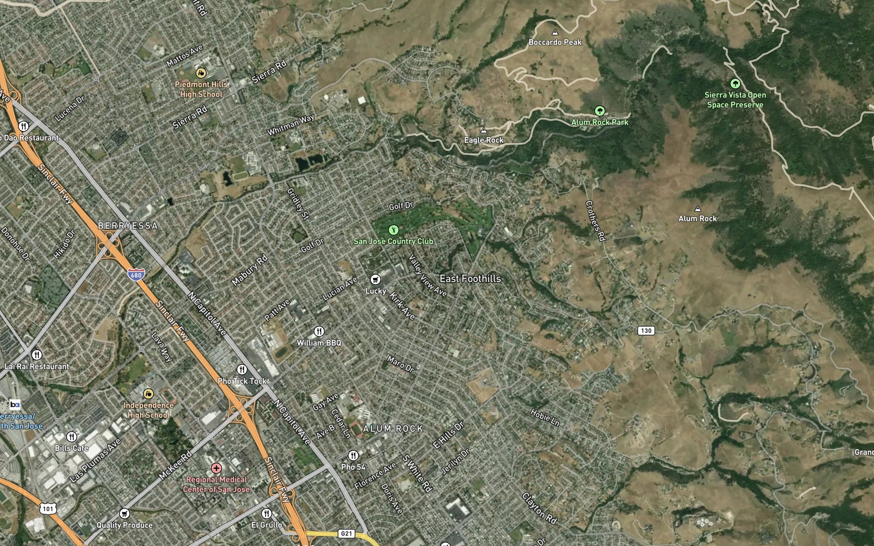 Satellite map of the Miguelita Creek