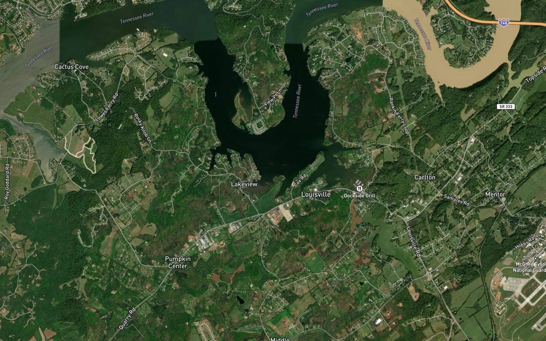 Satellite map of the Cox Creek