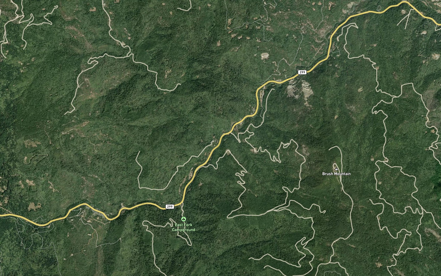 Satellite map of the Three Creeks