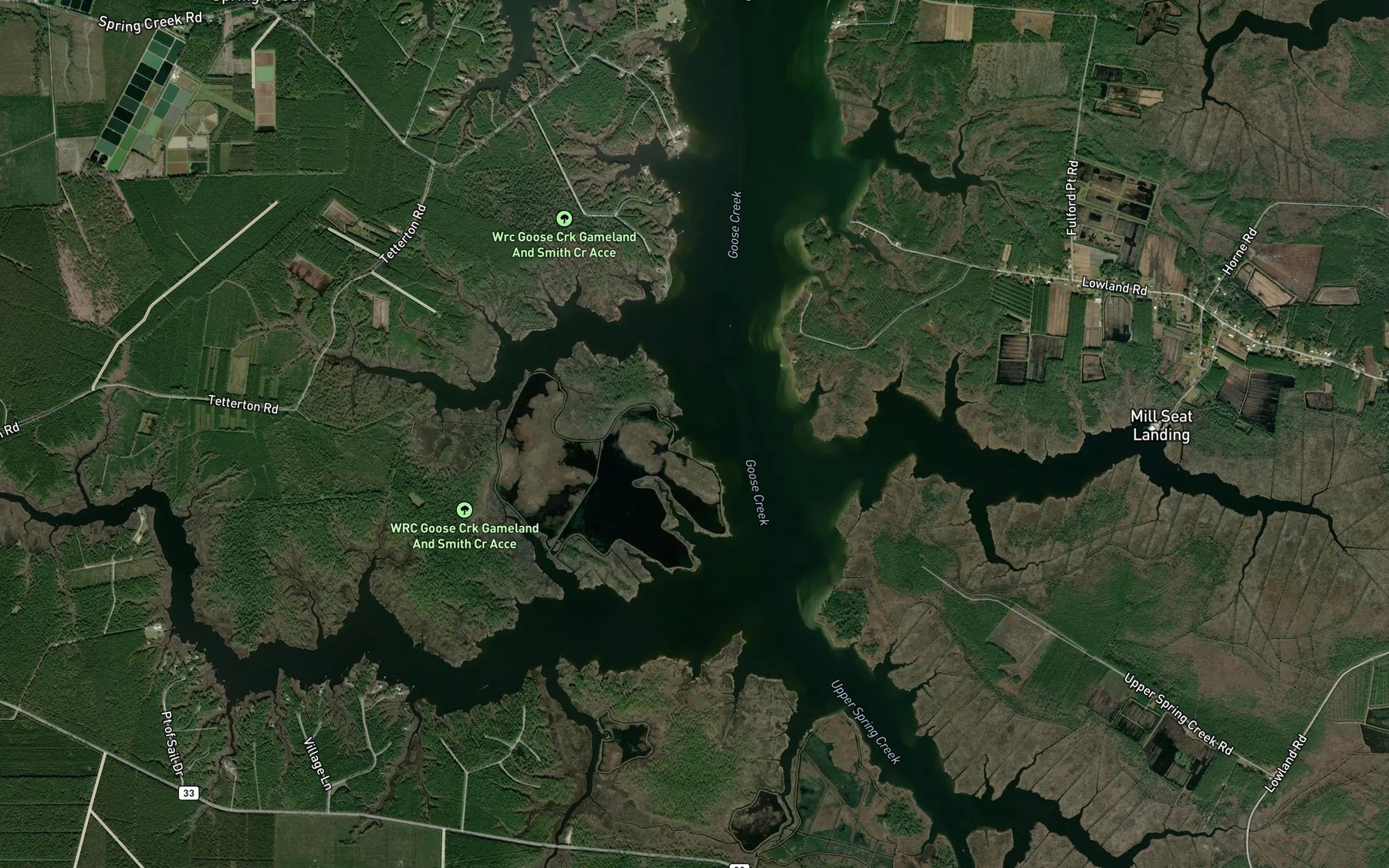 Satellite map of the Sand Beach Creek