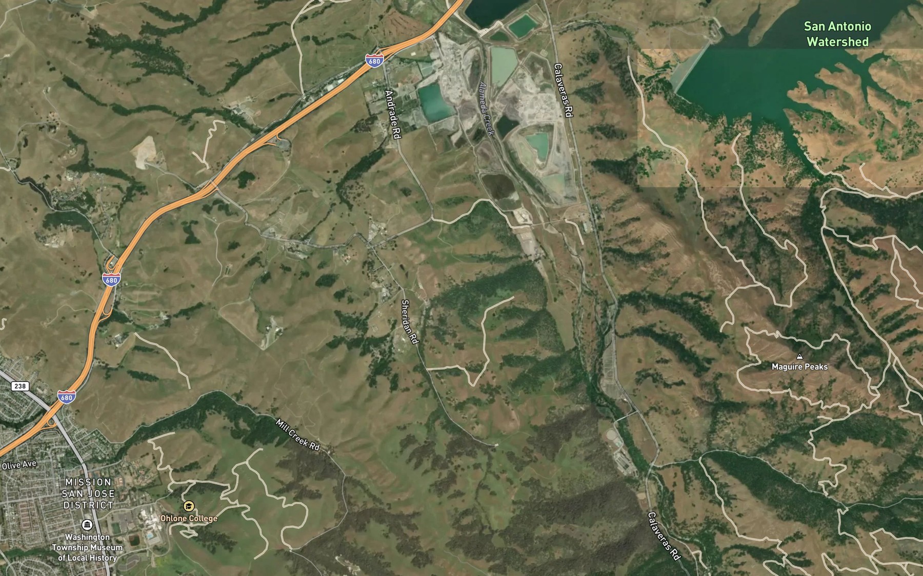 Satellite map of the Pirate Creek