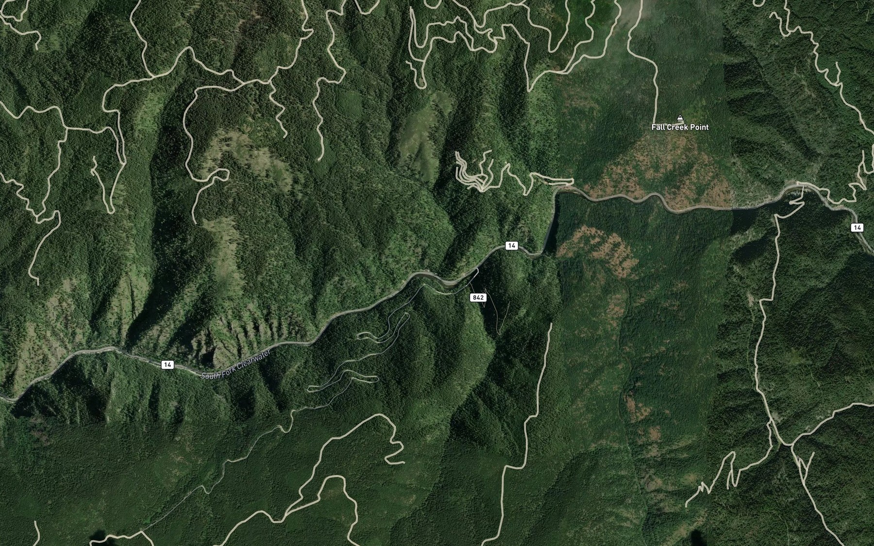 Satellite map of the Reed Creek