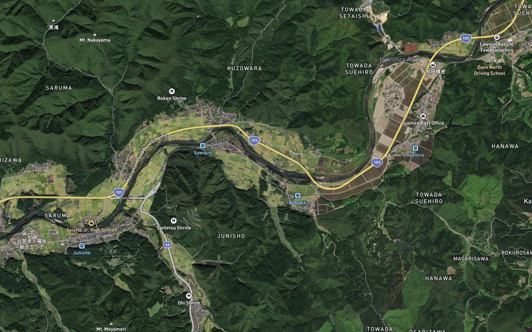 Satellite map of the Saruta Sawa
