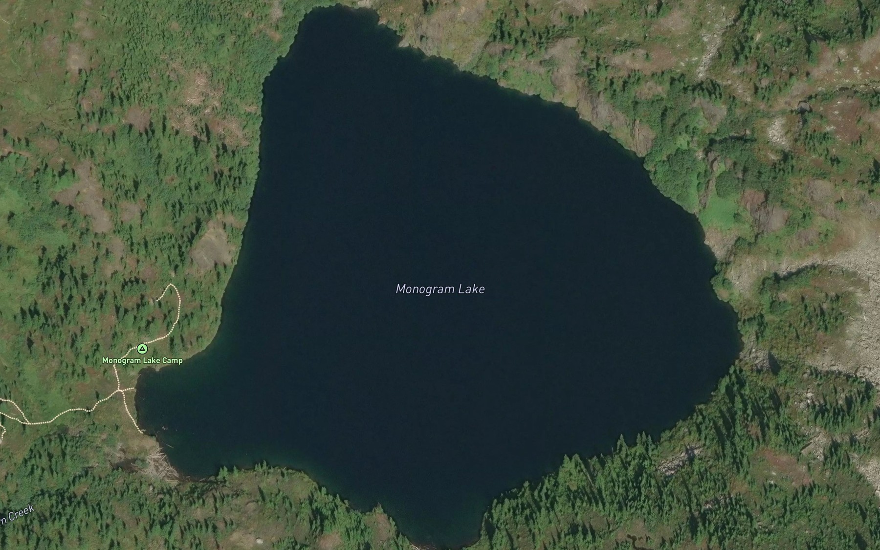 Satellite map of the Monogram Lake