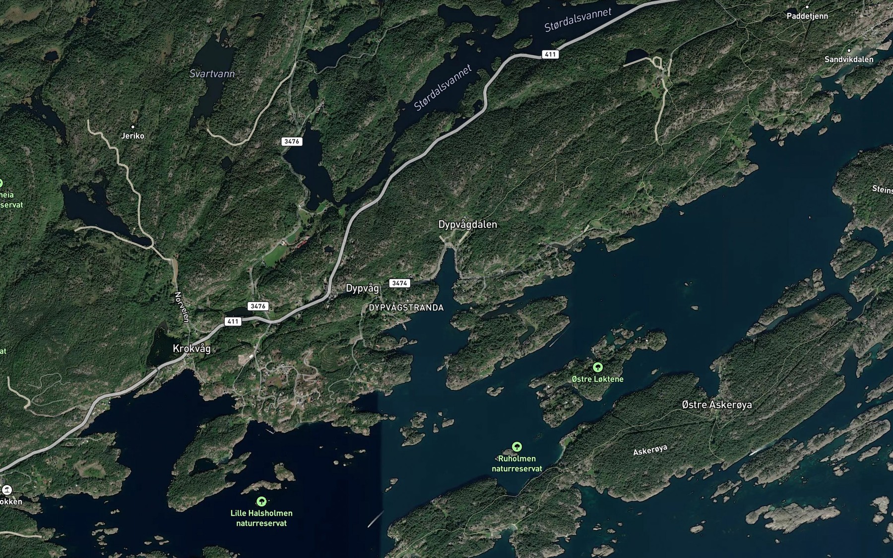 Satellite map of the Dypvagkilen