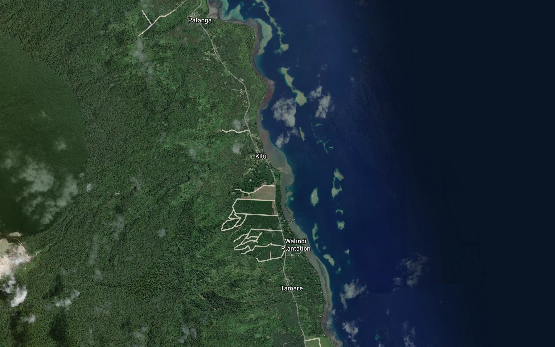 Satellite map of the Walindi River
