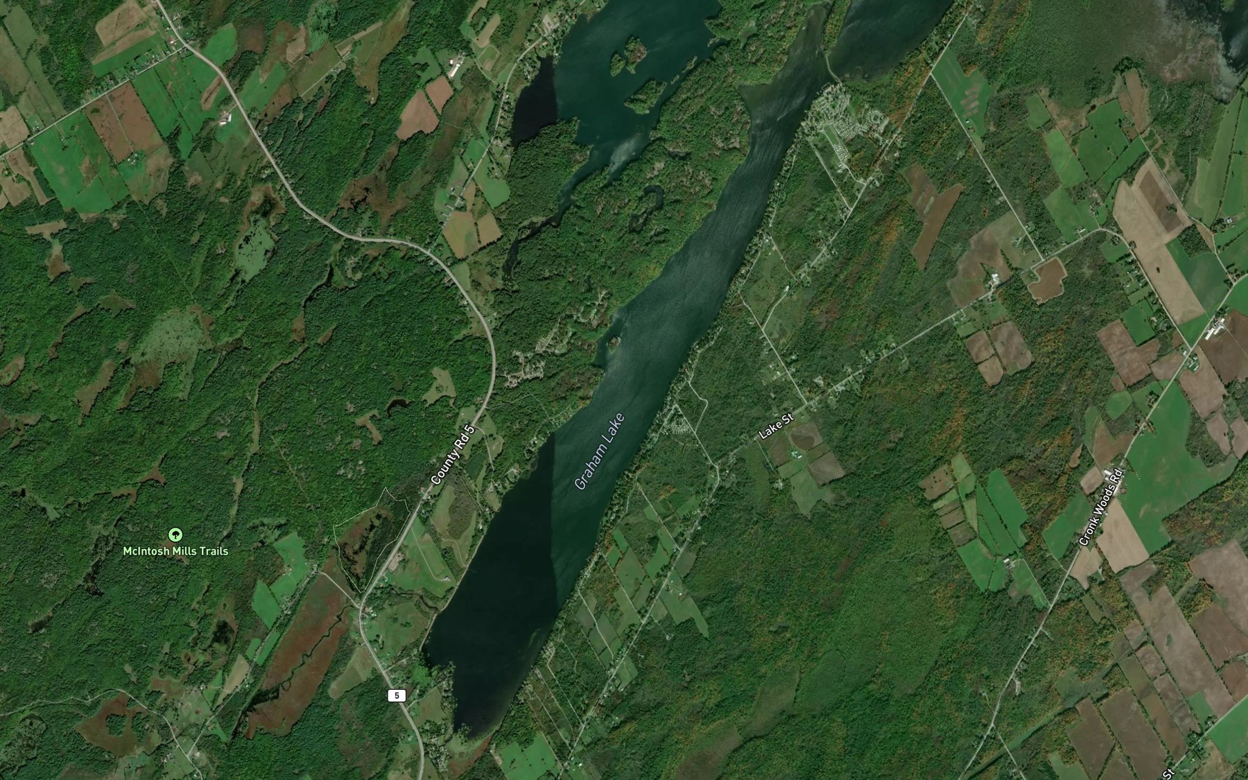 Satellite map of the Graham Lake