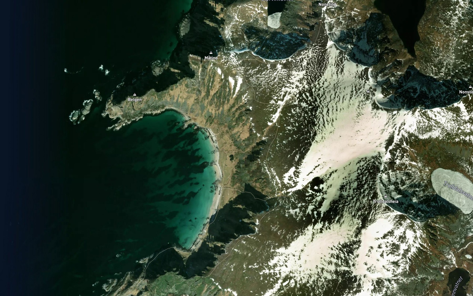 Satellite map of the Nordelva