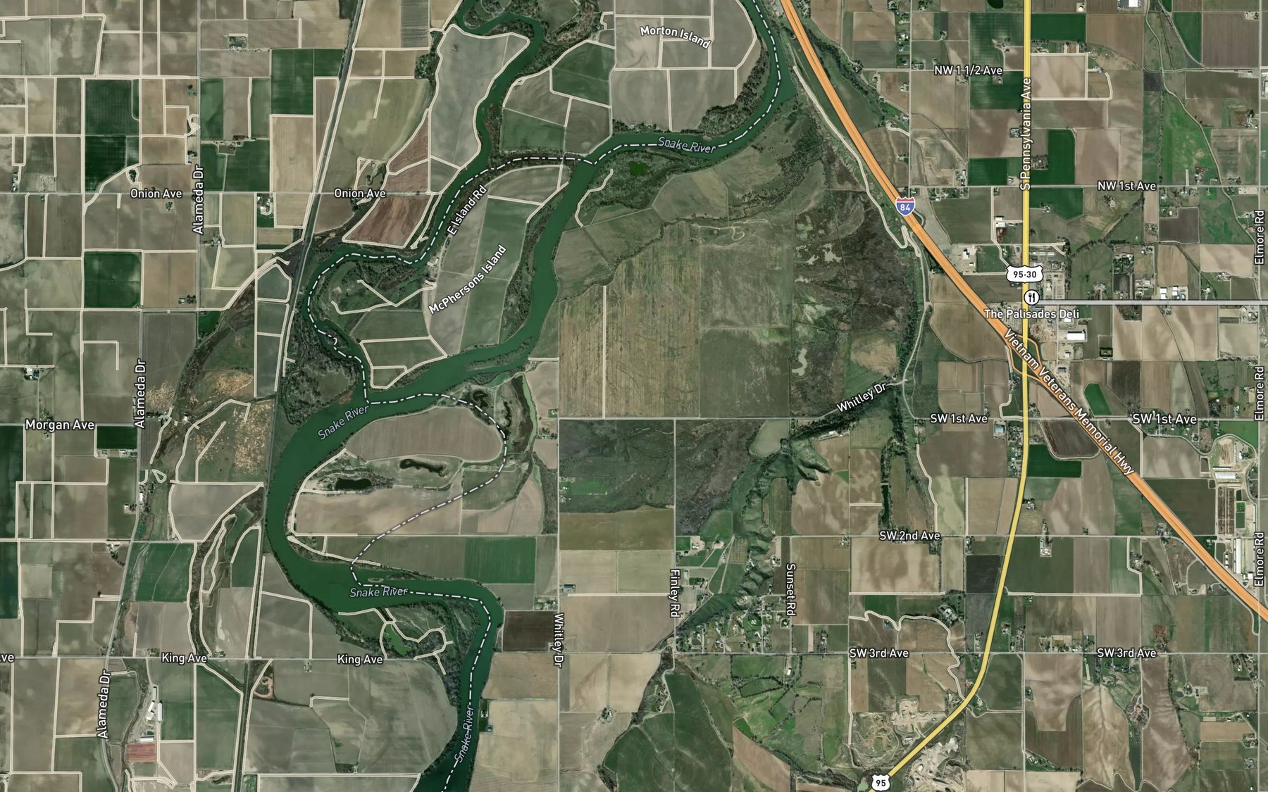 Satellite map of the Whitley Bottom