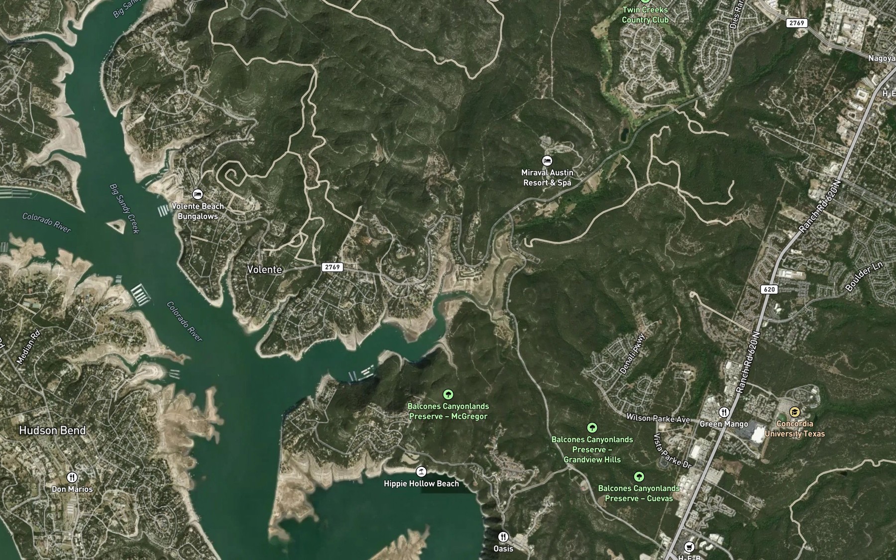Satellite map of the Long Hollow Creek