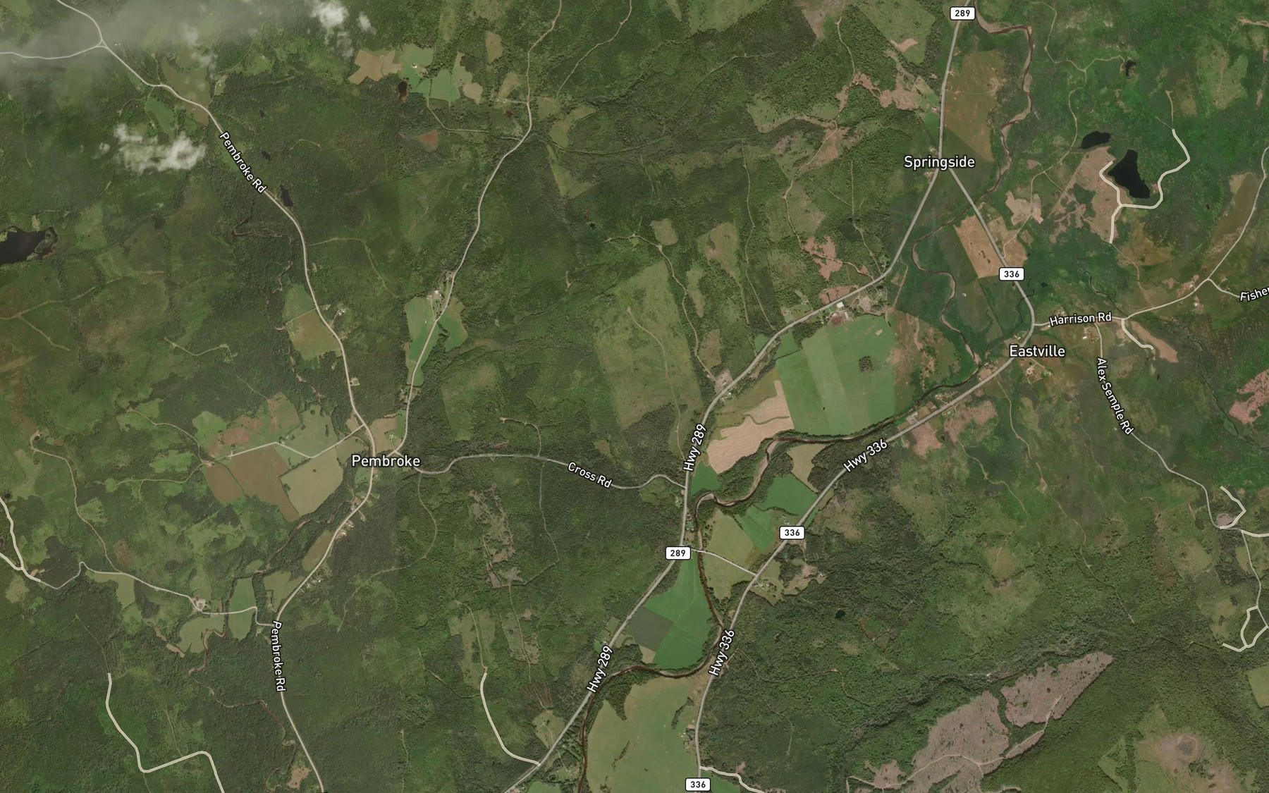 Satellite map of the Bentley Brook