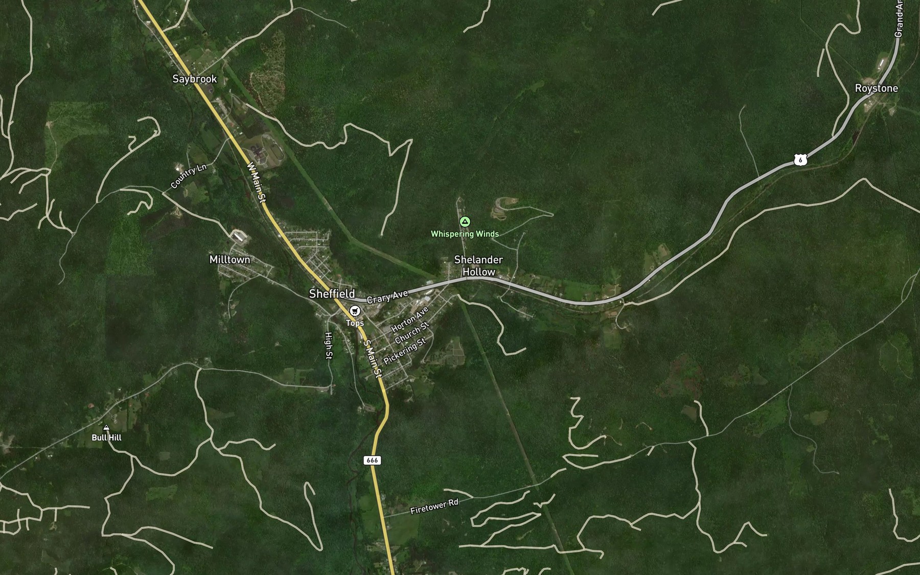 Satellite map of the Deer Lick Run