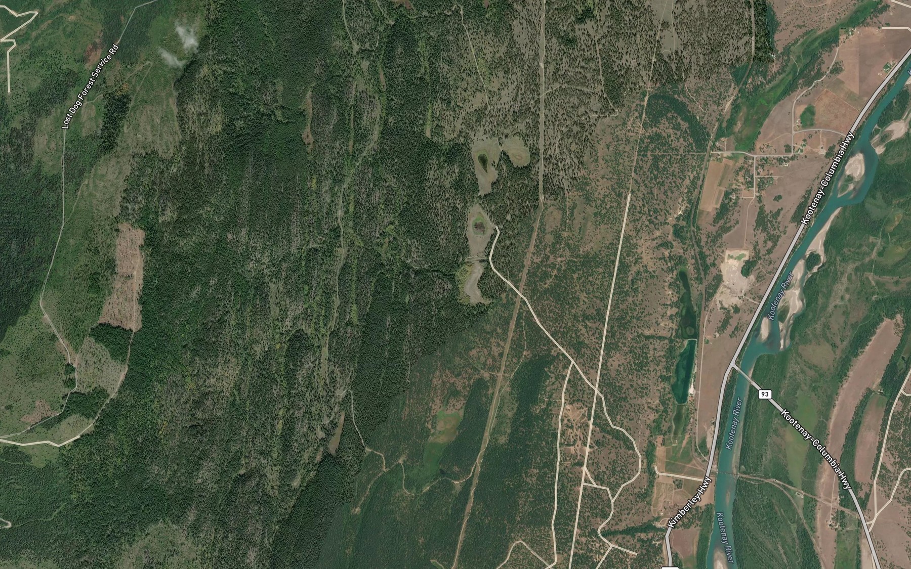 Satellite map of the Reed Lakes