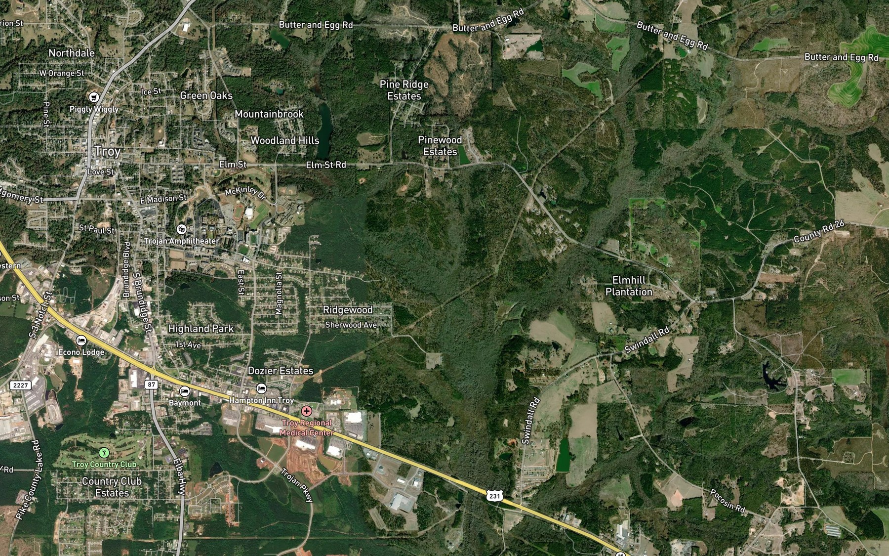 Satellite map of the Kendrick Branch