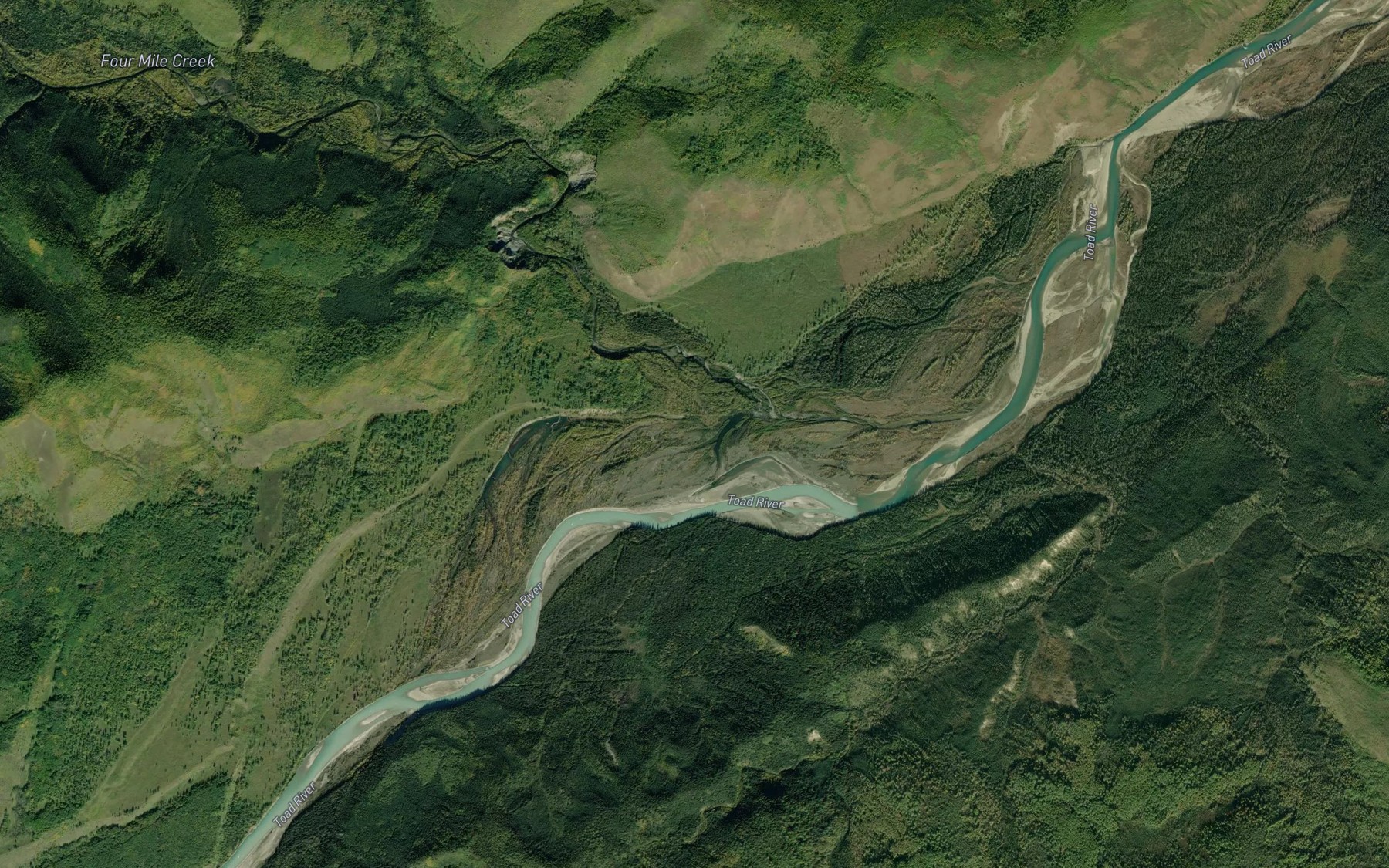 Satellite map of the Four Mile Creek