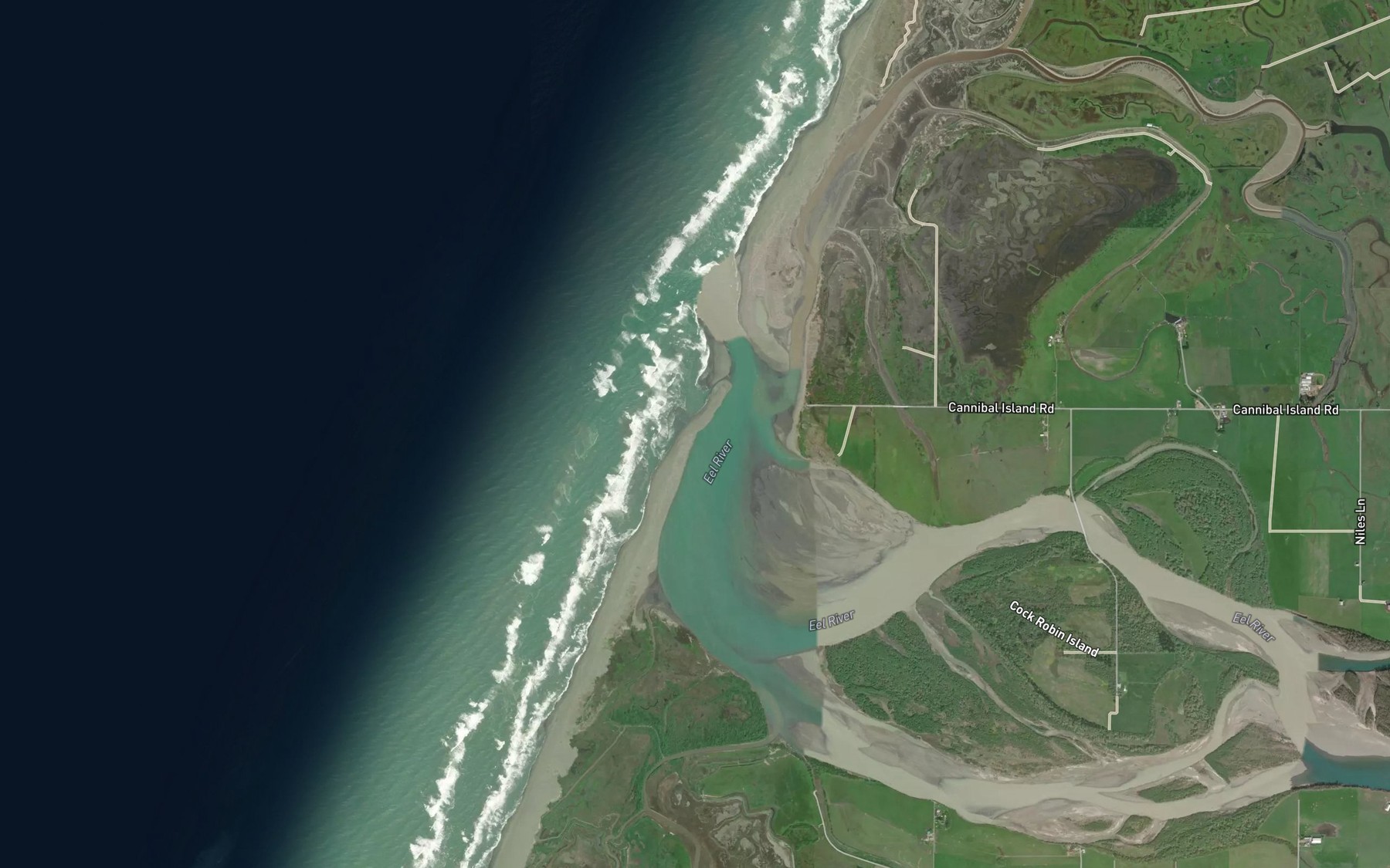 Satellite map of the Eel River