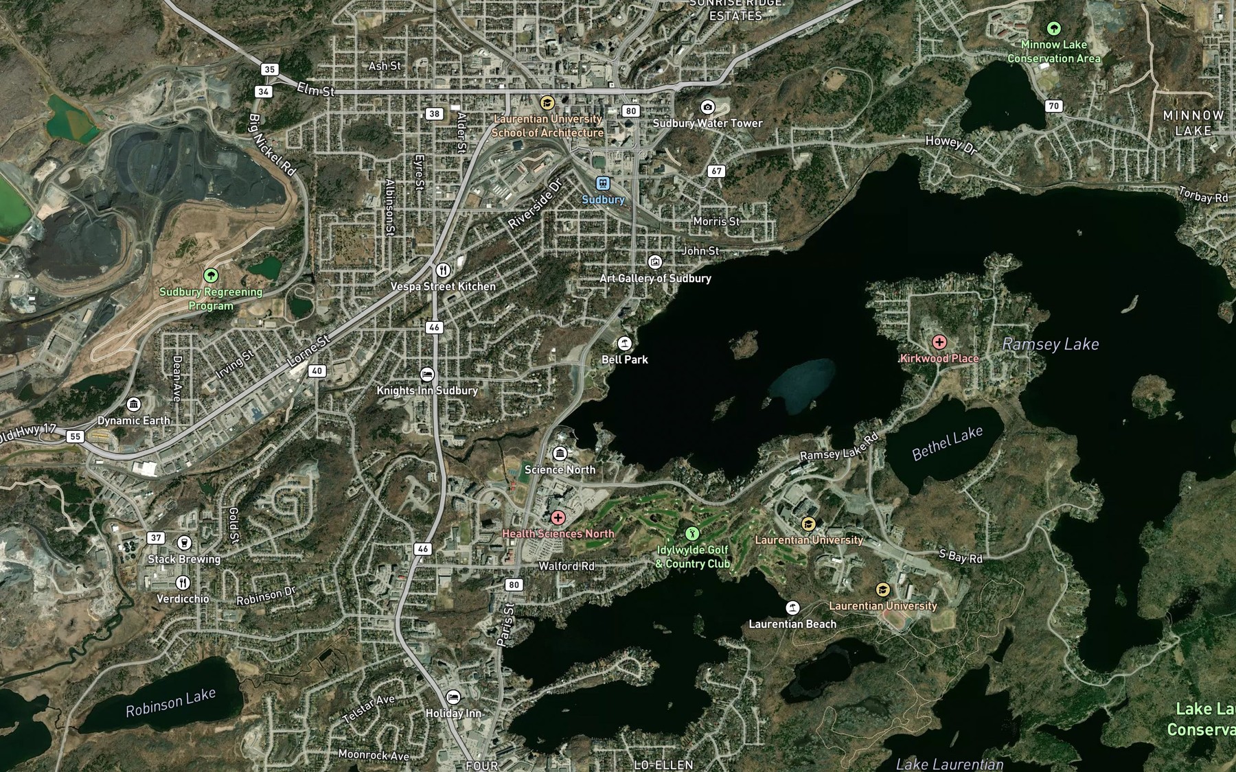 Satellite map of the Hermit's Bay