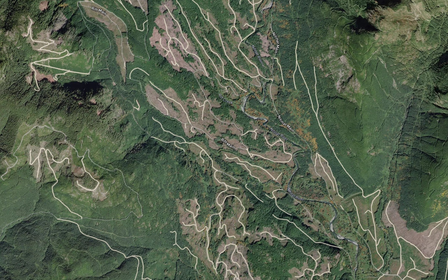 Satellite map of the Rift Creek