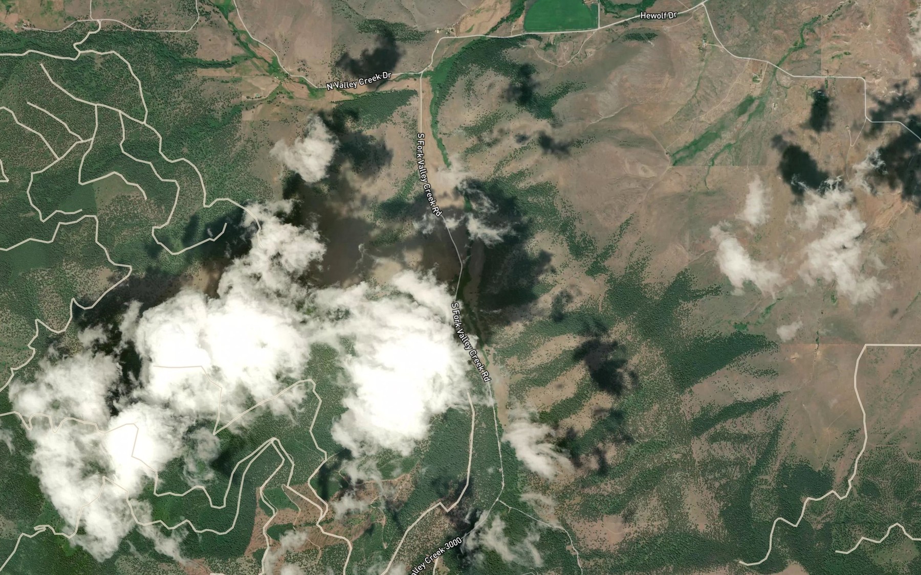 Satellite map of the Hewolf Creek