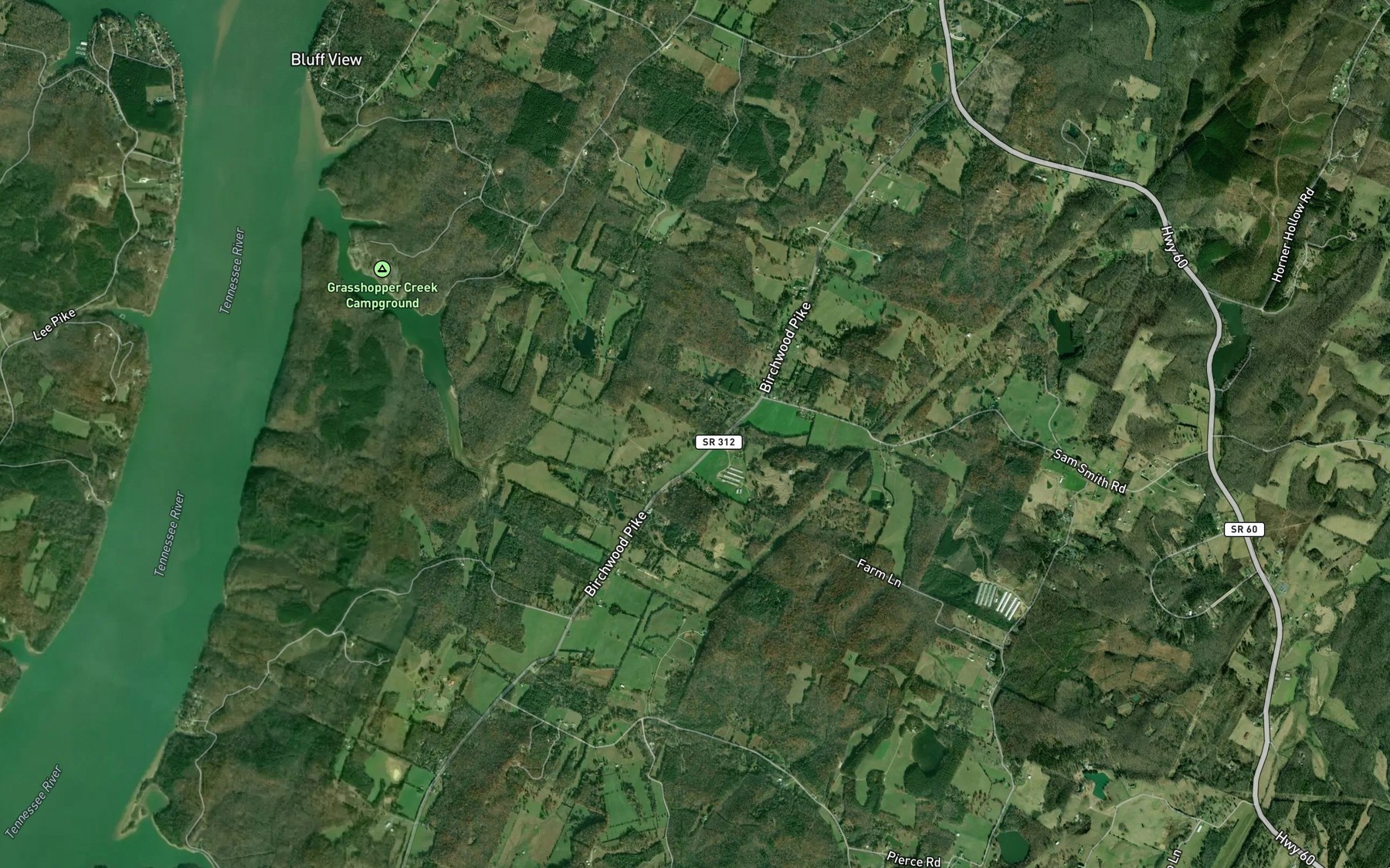 Satellite map of the Penny Branch