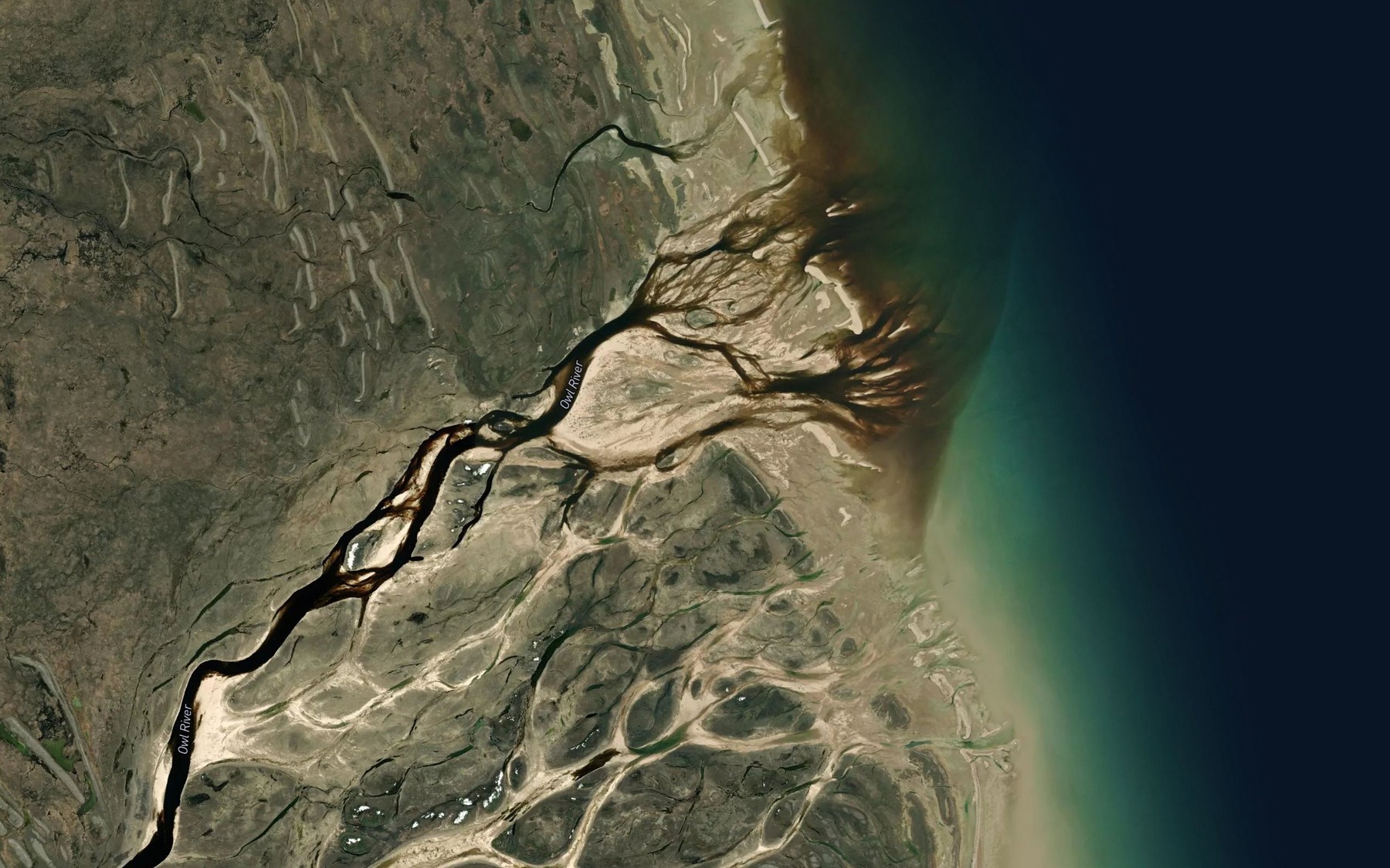 Satellite map of the Owl River