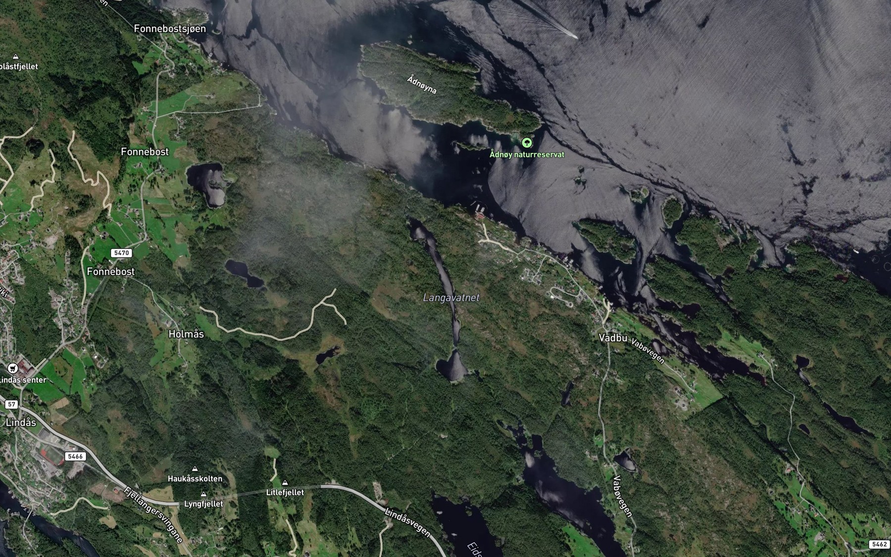 Satellite map of the Langavatnet