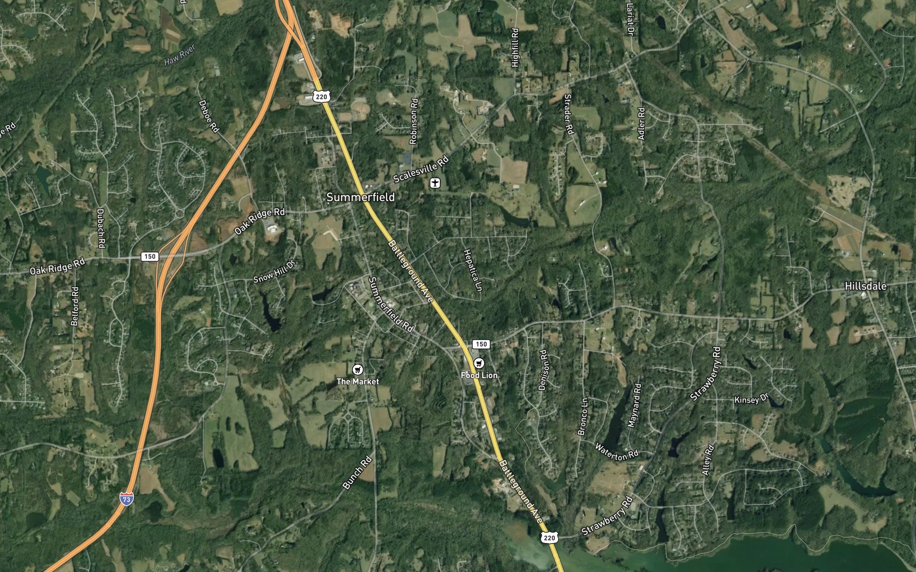 Satellite map of the Barricks Lake