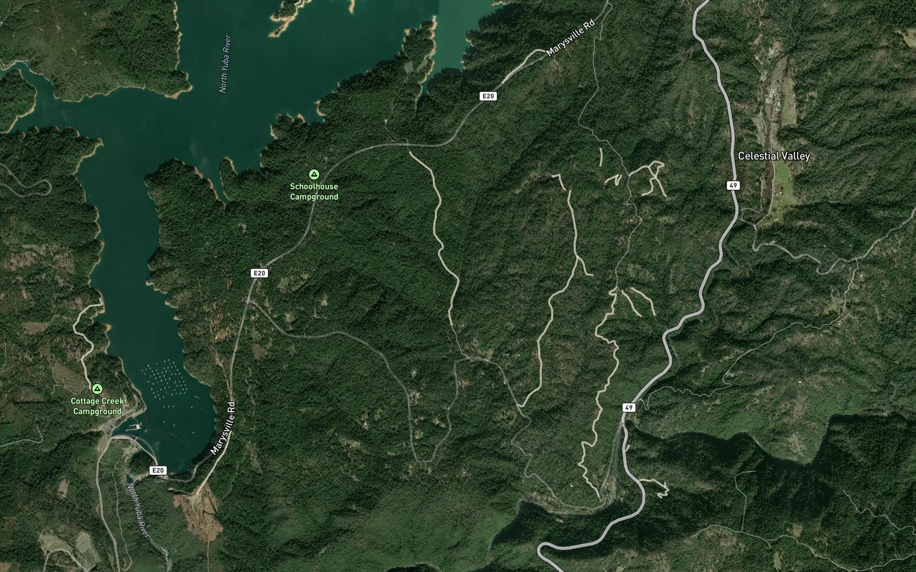 Satellite map of the Hornswoggle Creek