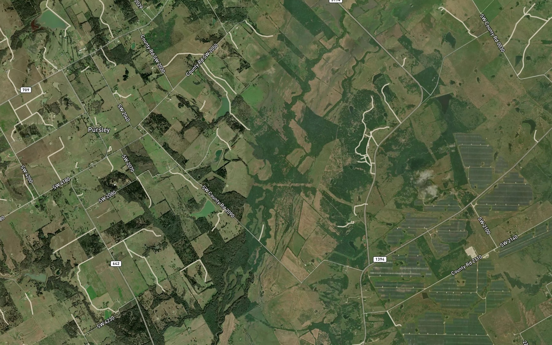 Satellite map of the Board Creek