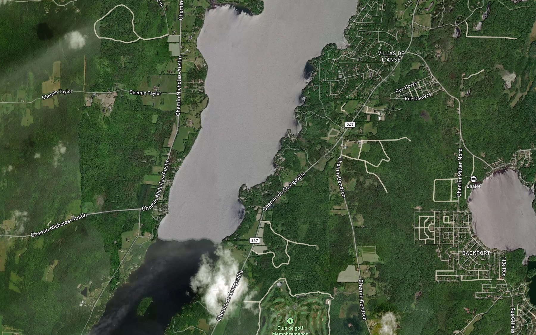 Satellite map of the Baie Evergreen