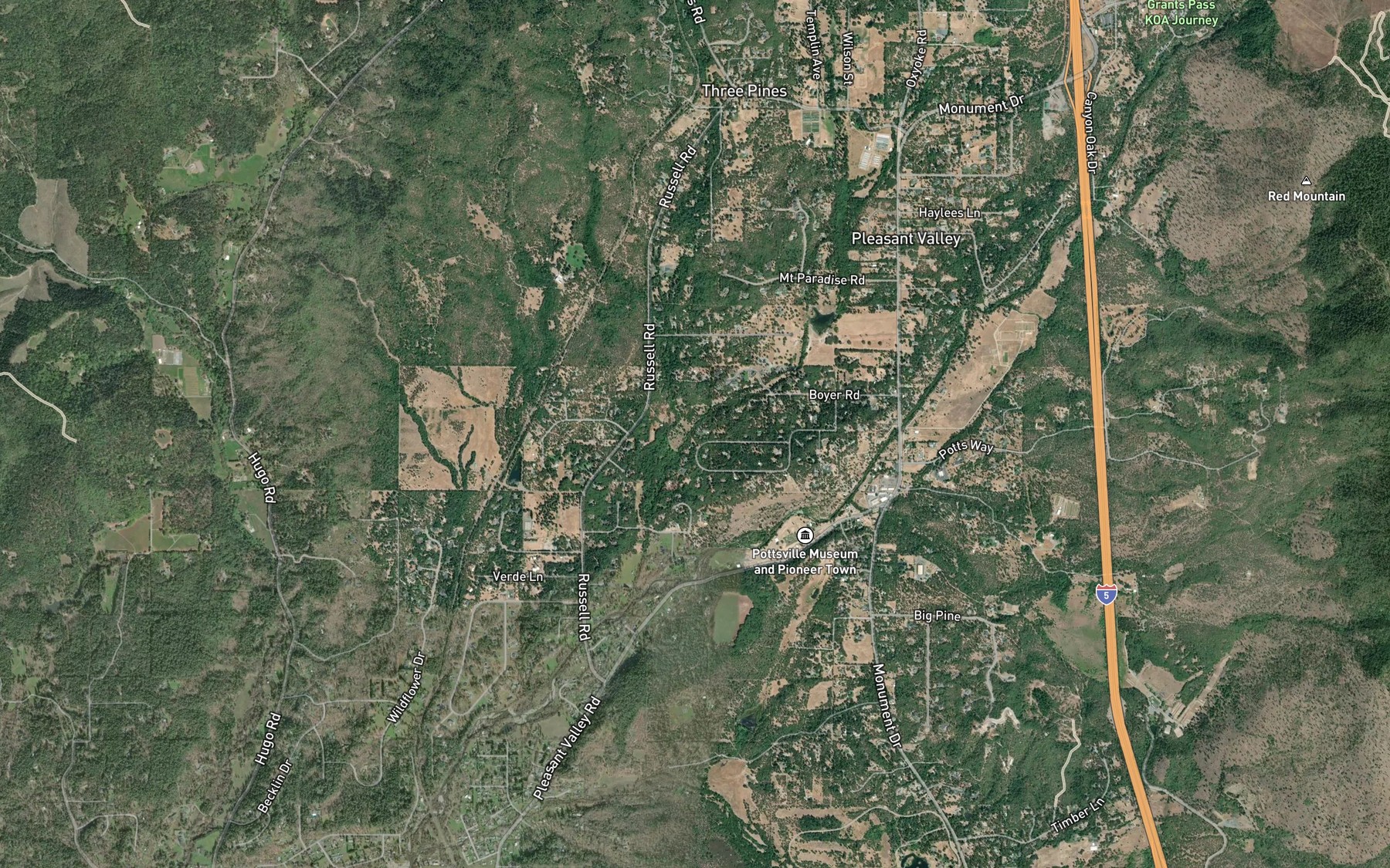 Satellite map of the Anderson Creek