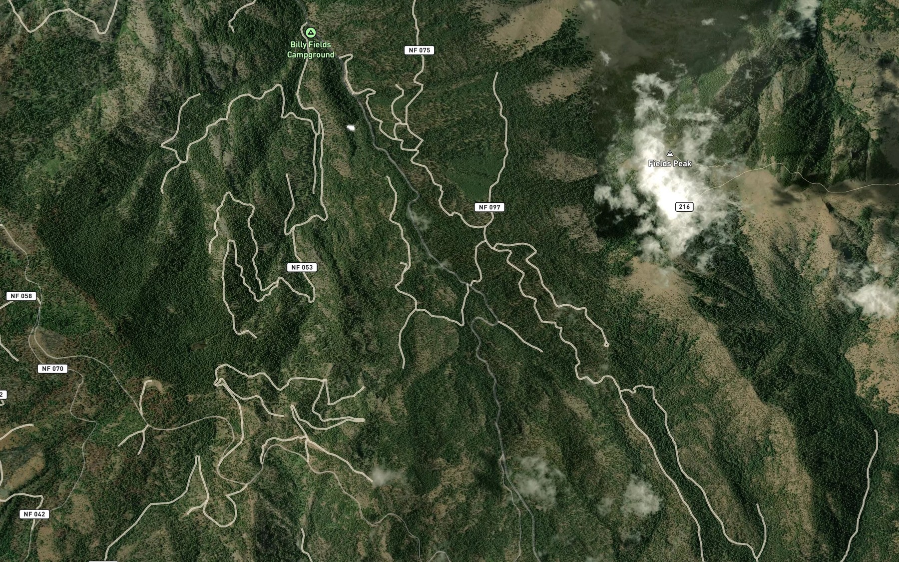Satellite map of the Last Creek