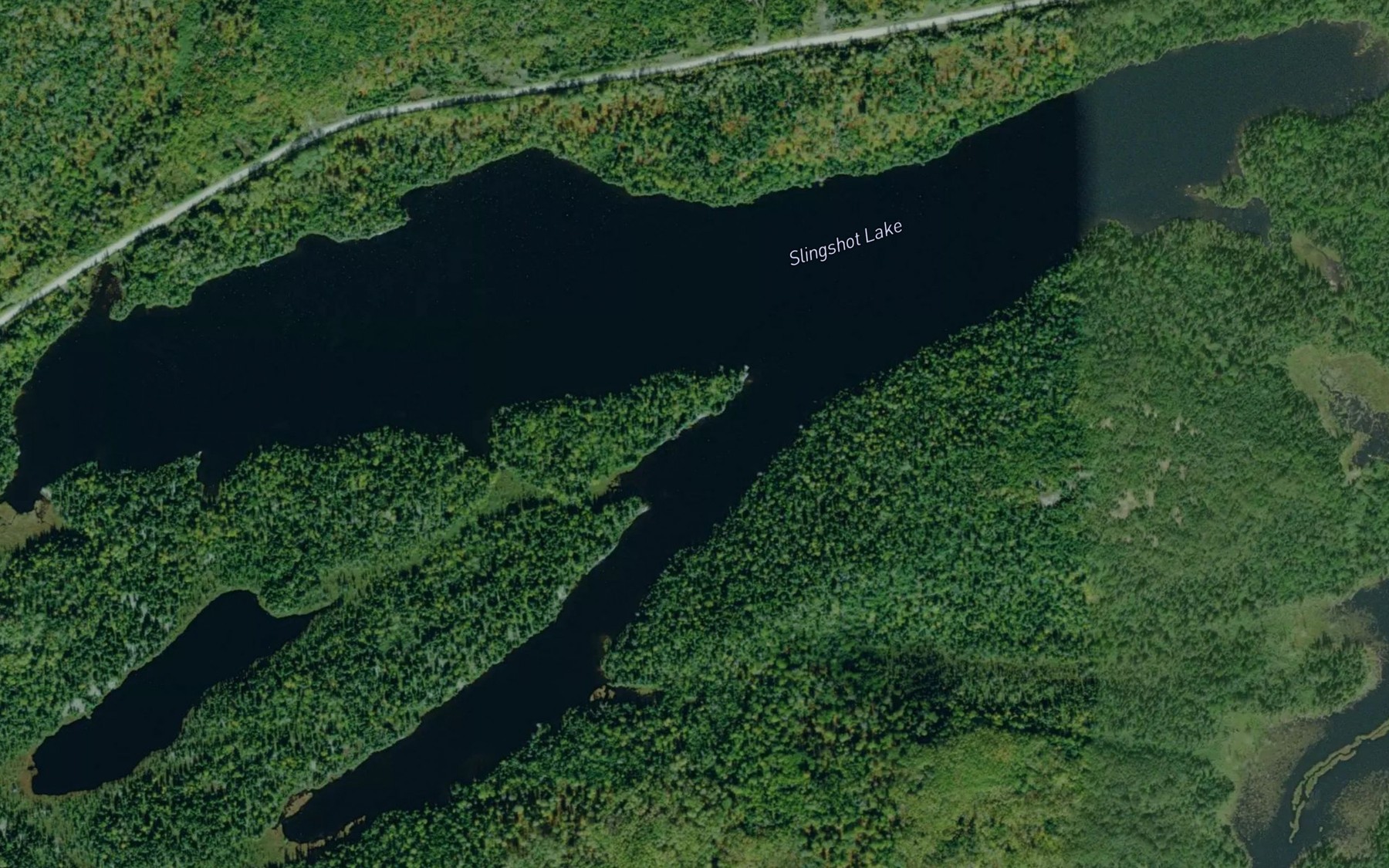 Satellite map of the Slingshot Lake