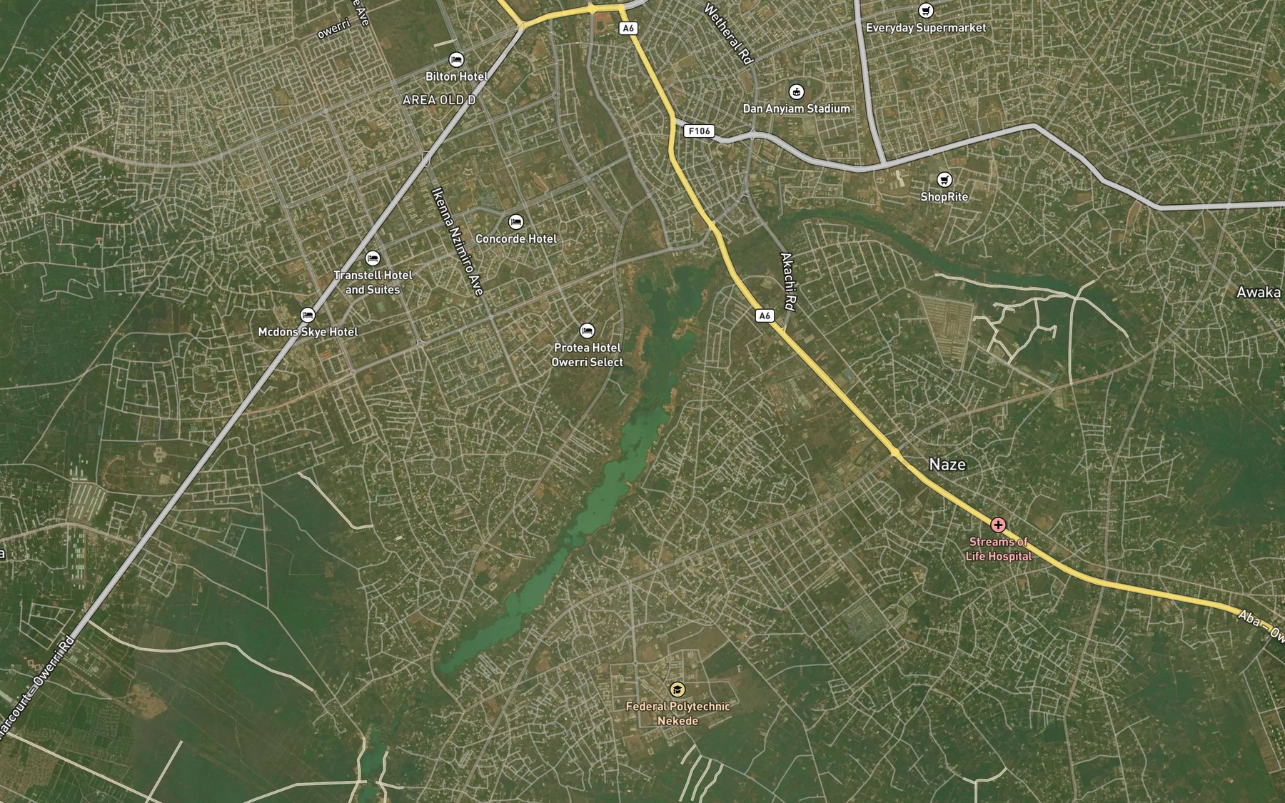 Satellite map of the River Nwaorie